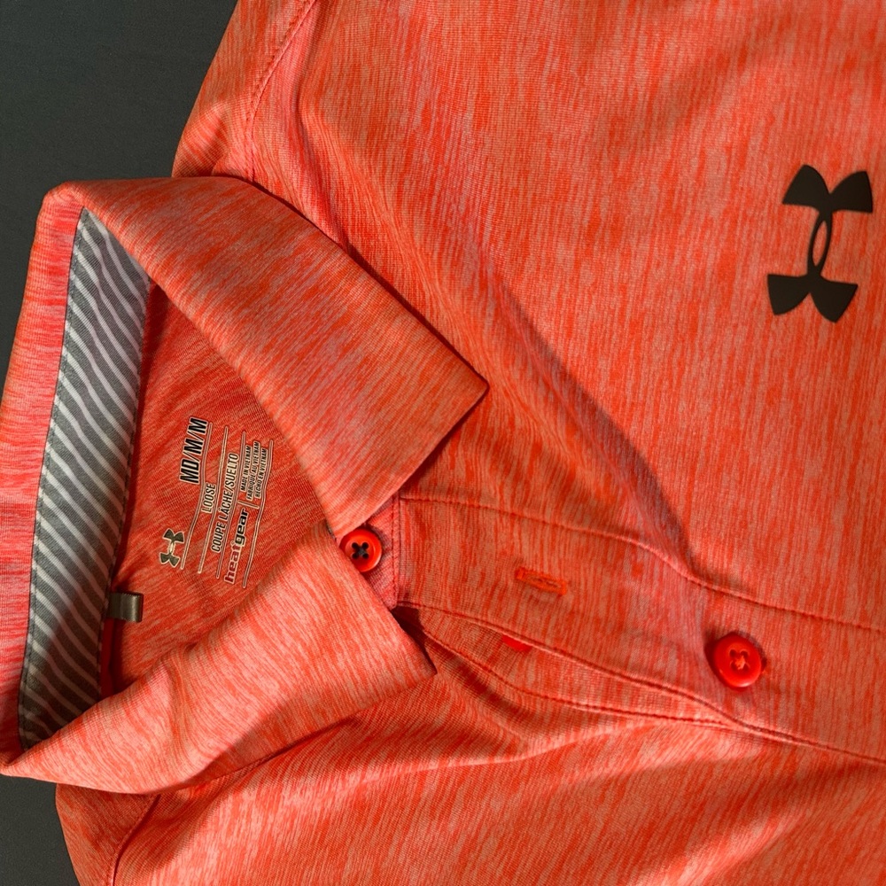 Under‎ Armour Men's Vibrant Coral Polo Shirt - Picture 3 of 3